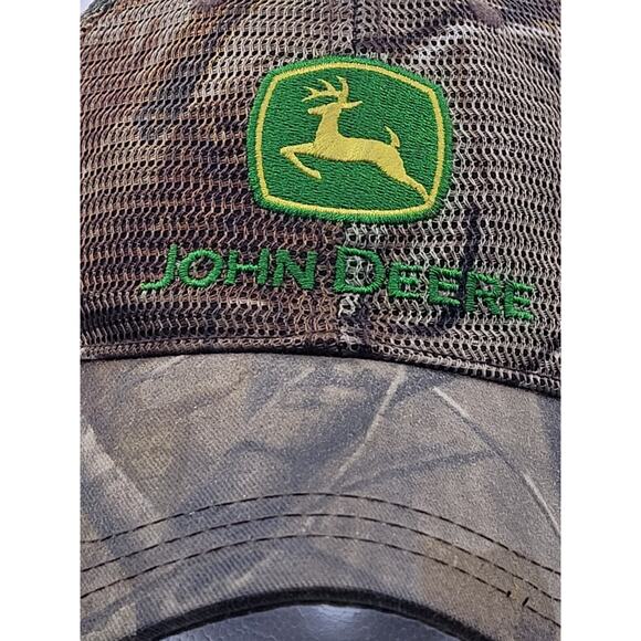 John Deere RealTree Snapback Camouflage Trucker's Cap Hat Mesh‎ Embroidered Camo - Picture 2 of 9